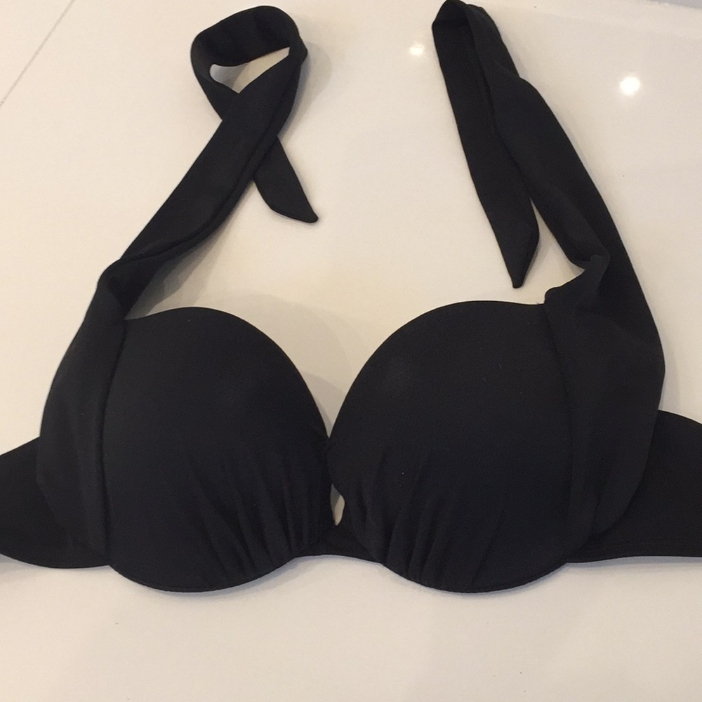 Black double cup adding push-up bikini top